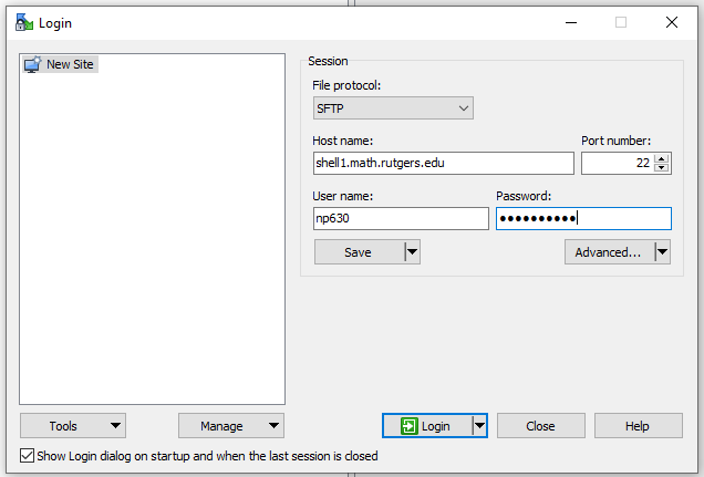 winscp login