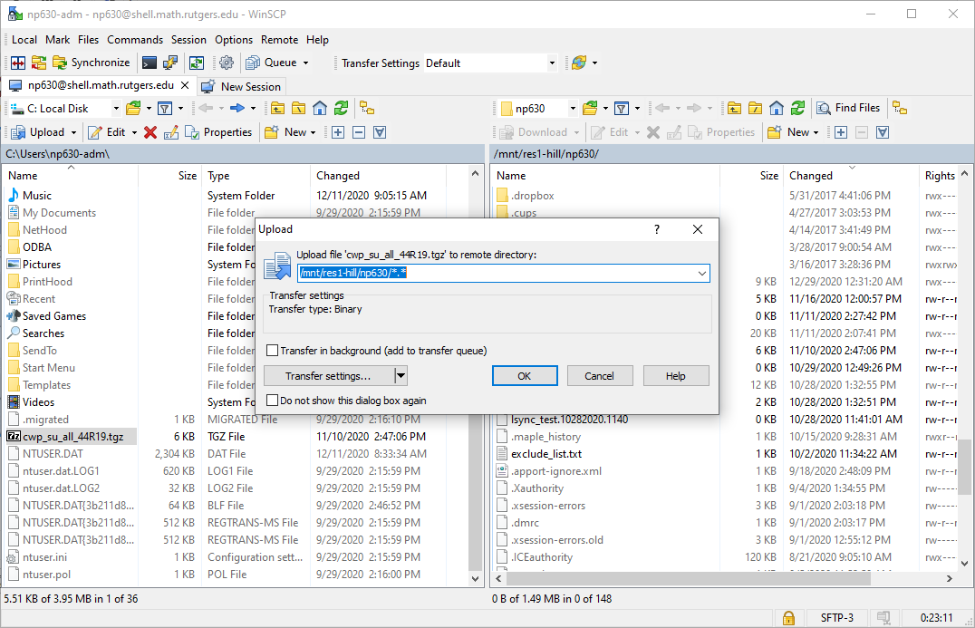 winscp transfer